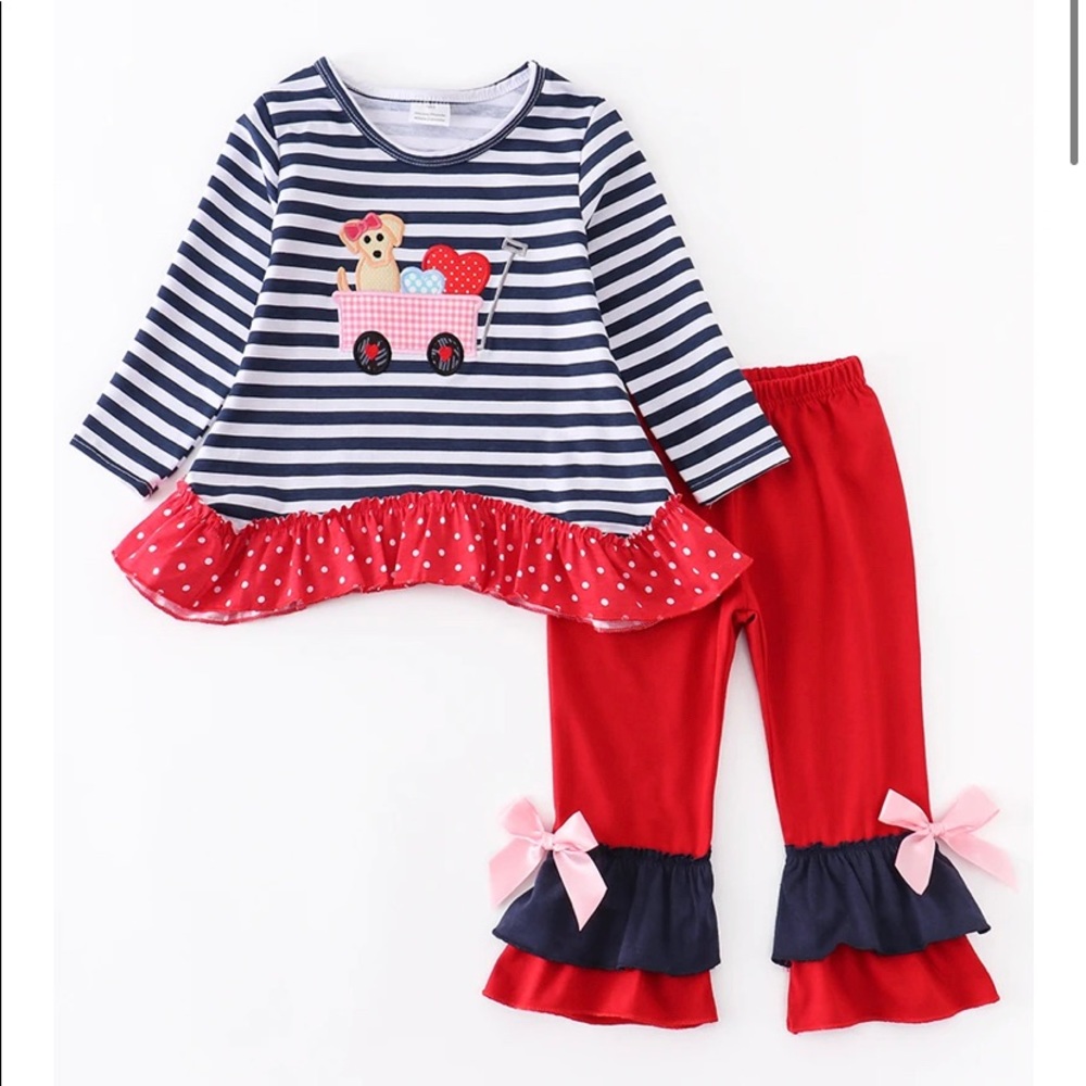 Girls Puppy Valentine Outfit